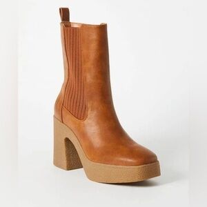 Brown Platform Lug Sole Ankle Boots Chunky Block Booties